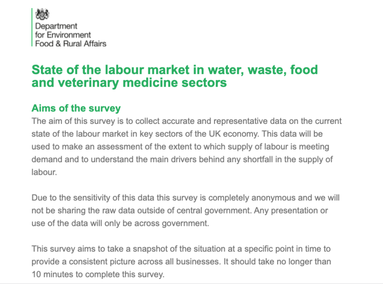 Government survey on labour shortages