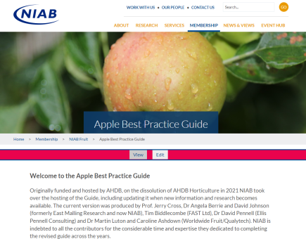 ‘Apple Best Practice Guide’ moves to niab.com